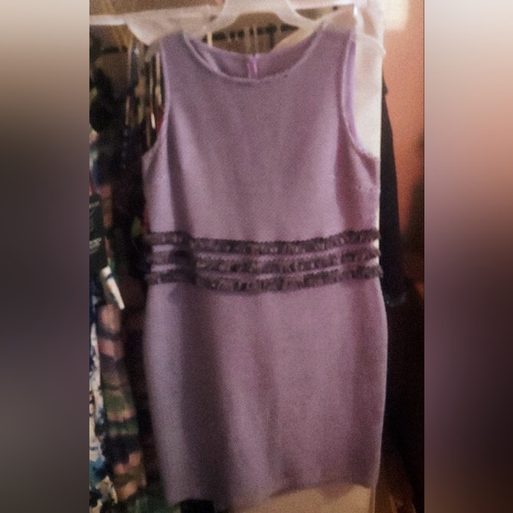 Pre-owned St John Purpul,Sheath Dress Twinkle Tweed Size 14